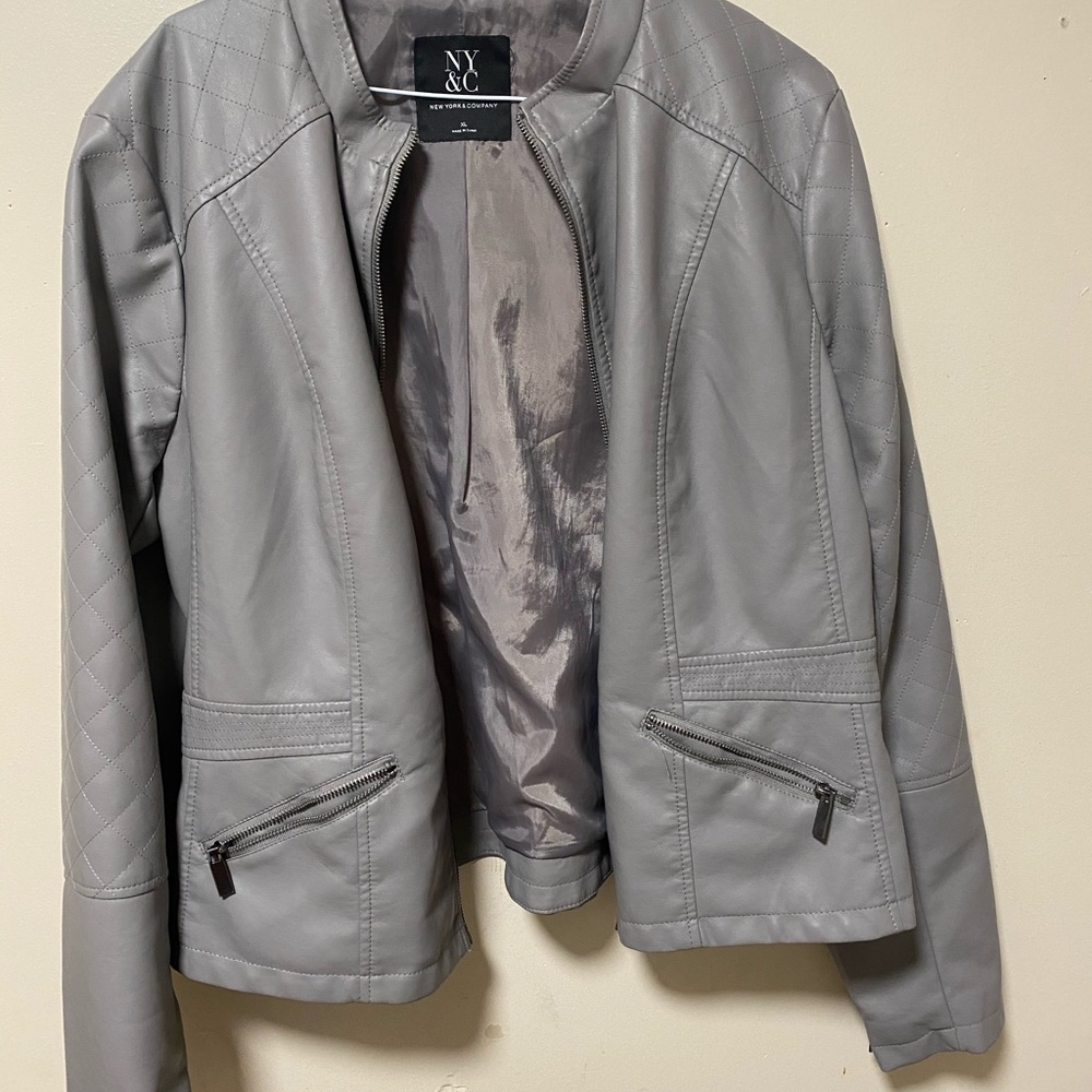 Grey Leather Jacket (New York & Company)